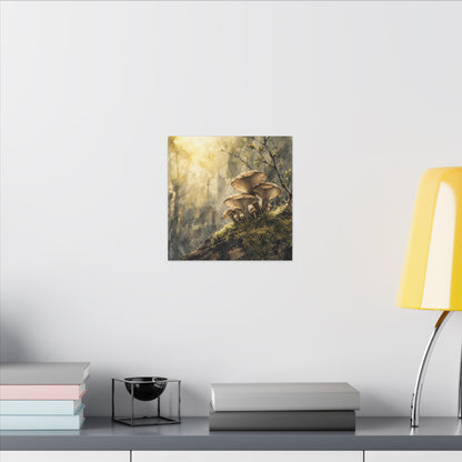 Wild Mushrooms Canvas Art | Spring Japandi Watercolor Art