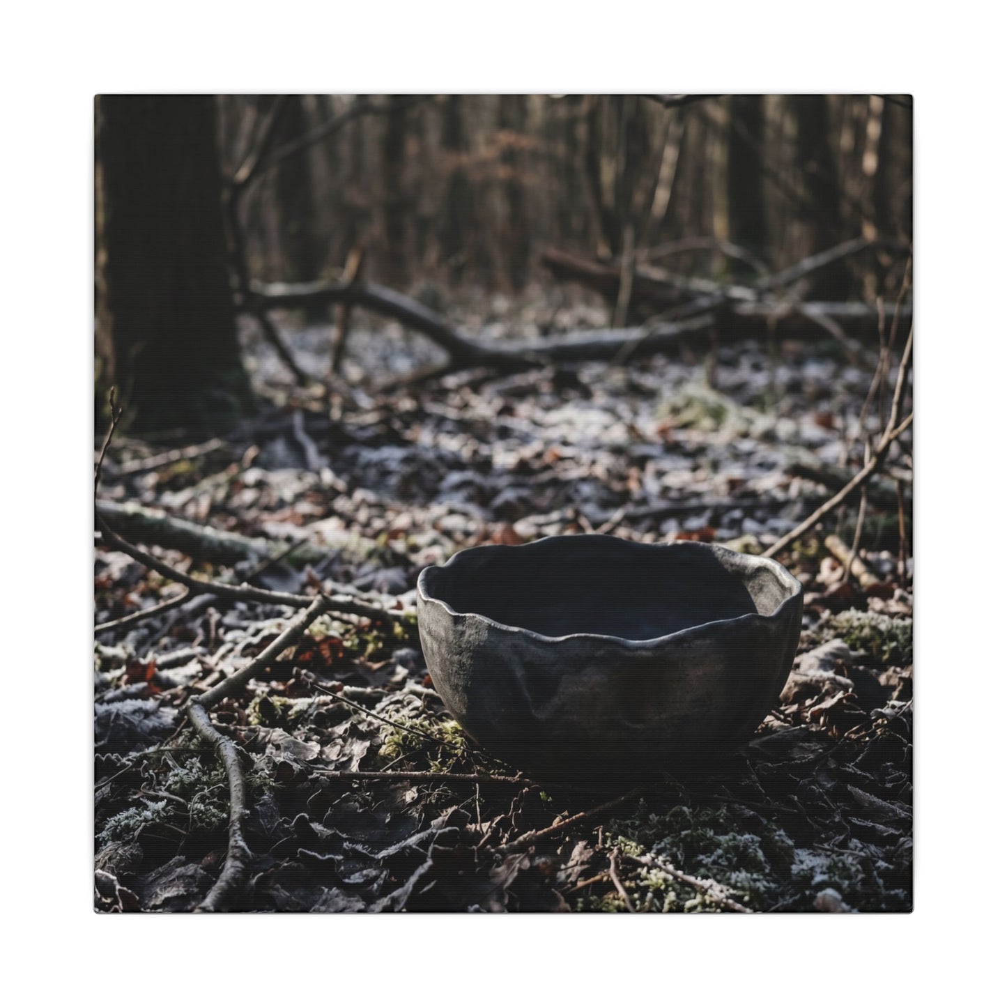 Dappled Ceramic Bowl Canvas Art - Dark Japandi Kanso