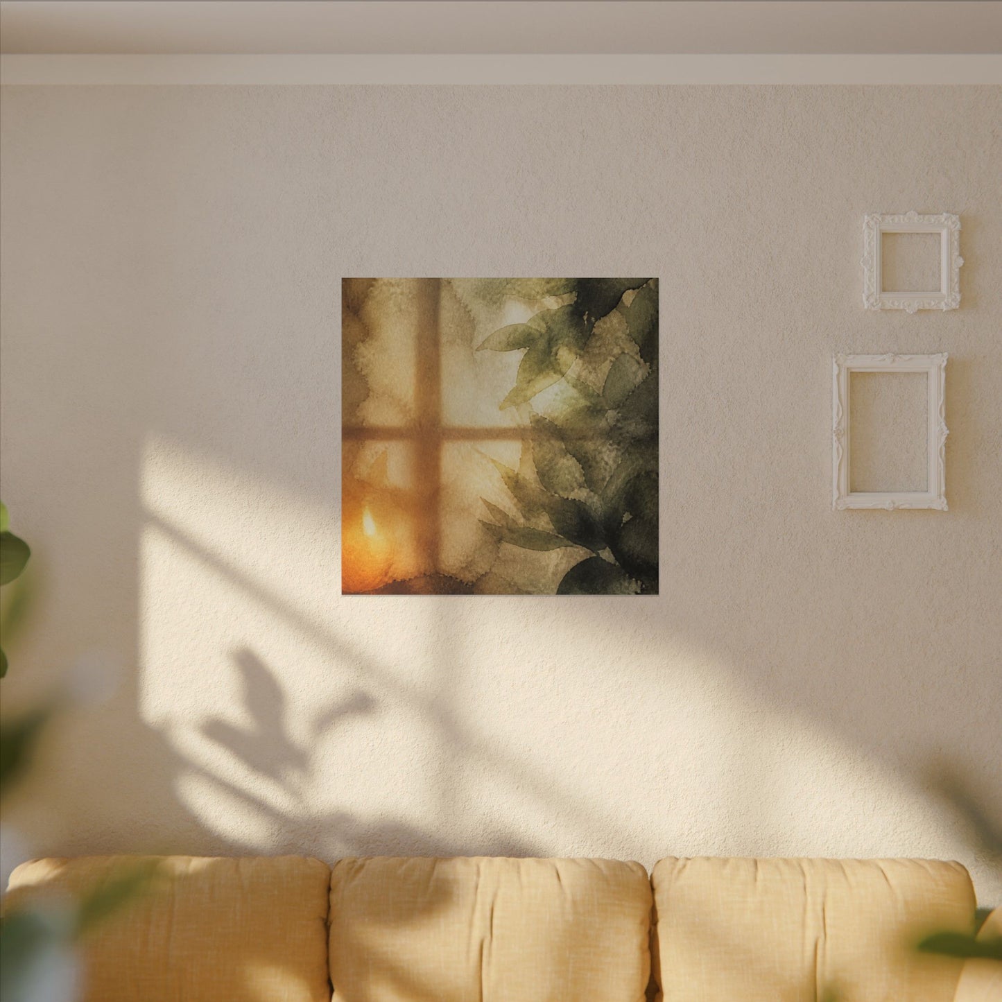 Cozy Shoji Screen Canvas Art - Watercolor Japandi