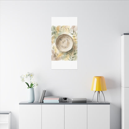 Ceramic Bowl Watercolor Canvas Art | Warm Japandi Art