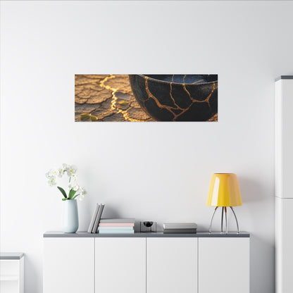 Golden Hour Cracked Earth Canvas Art - Kintsugi Fukinsei