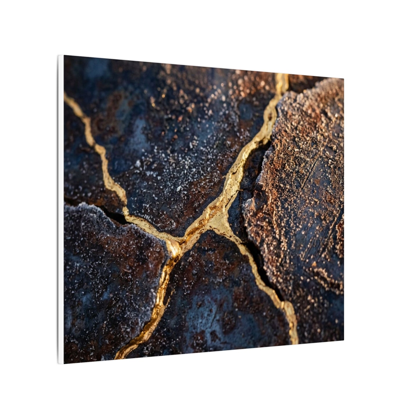 Winter Rust Patina Gold Vein Canvas Art | Resilient Decor