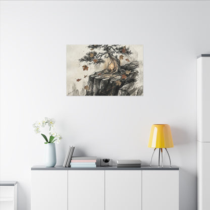 Pine Tree Autumn Canvas Art | Japandi Earthy Design