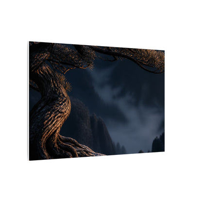Bold Pine Tree Canvas Art - Shadow Zen Dark Japandi