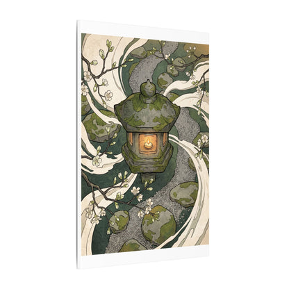 Zen Stone Lantern in Candlelight | Ukiyo E Inspired Canvas Art