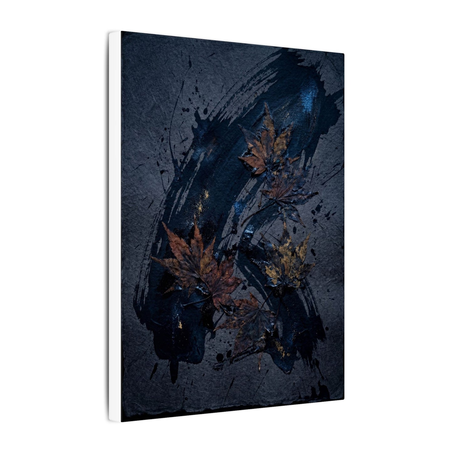 Sophisticated Ink Brushstroke Canvas Art - Dark Texture Dark Japandi