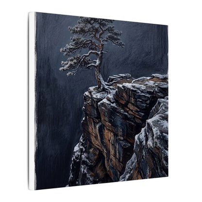 Dark Japandi Pine Tree in Dawn | Dark Texture Canvas Art