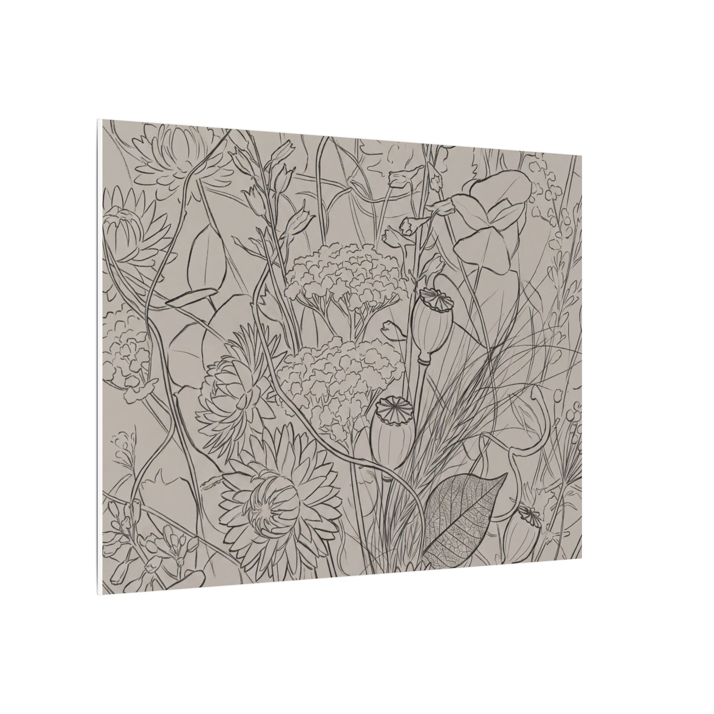 Summer Dried Flowers Minimal Line Canvas Art | Elegant Decor