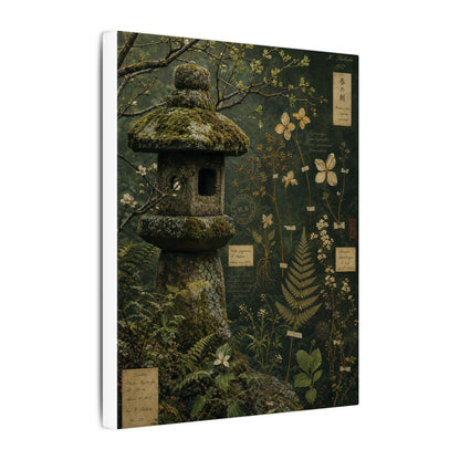 Spring Stone Lantern Herbarium Canvas Art | Nostalgic Decor