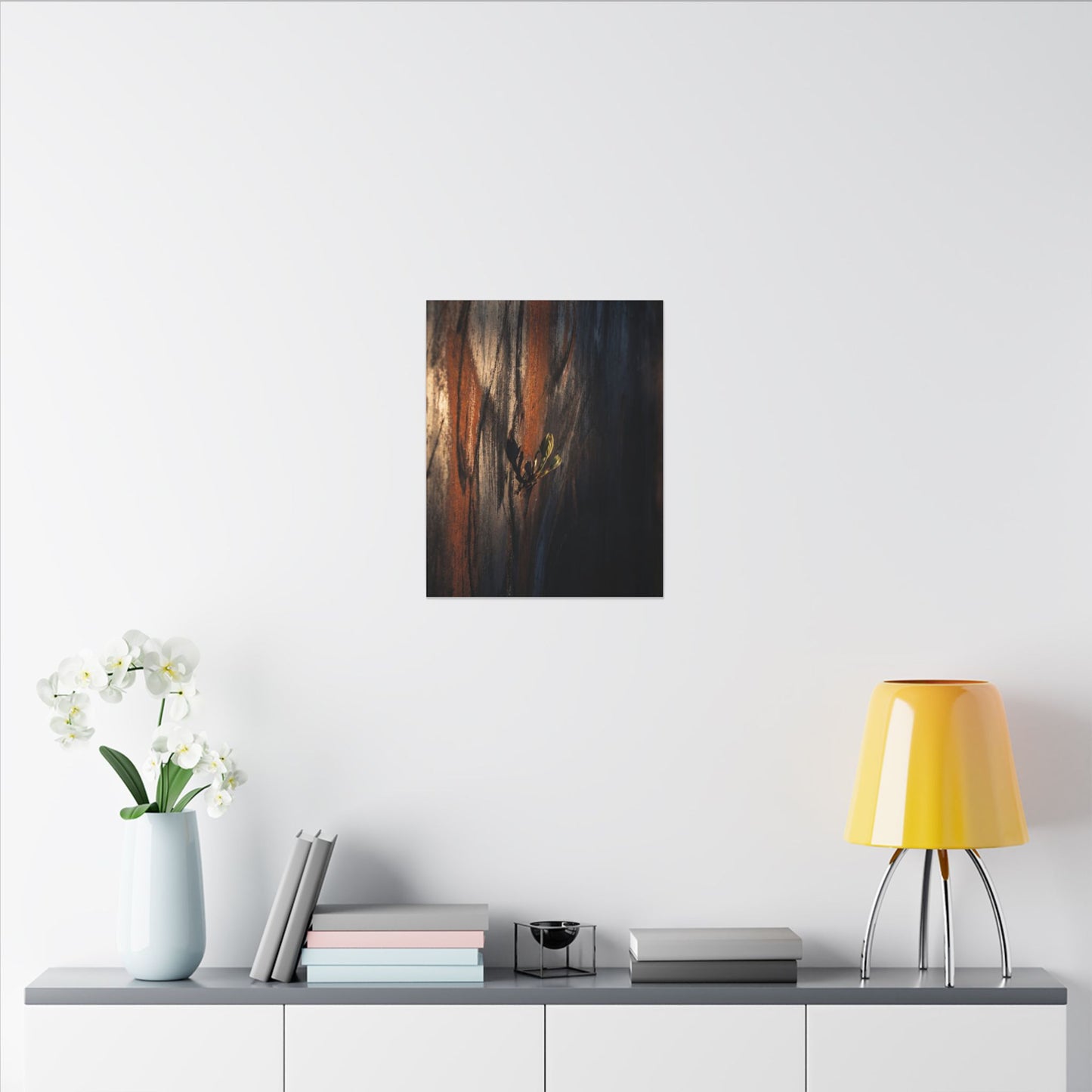 Rust Patina Charcoal Ink Canvas Art | Moody Dark Japandi Art