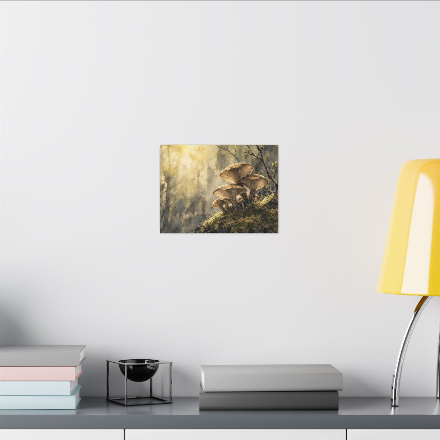 Wild Mushrooms Canvas Art | Spring Japandi Watercolor Art