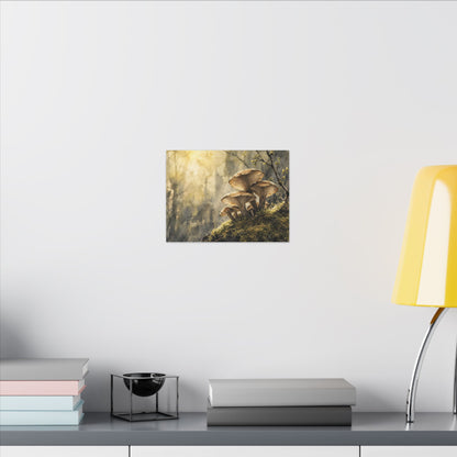 Wild Mushrooms Canvas Art | Spring Japandi Watercolor Art