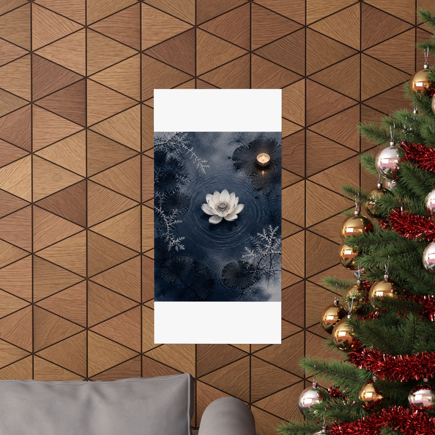 Lotus Flower Wall Art Print | Winter Zen Sumi E Art
