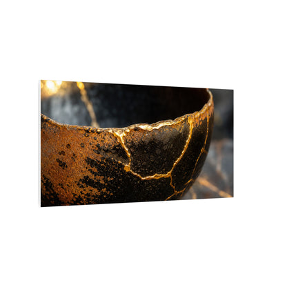 Kintsugi Ceramic Bowl in Golden Hour | Gold Vein Canvas Art