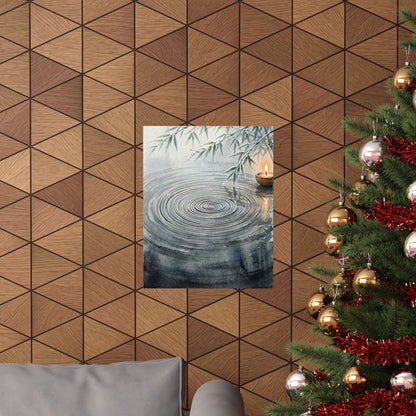 Candlelight Water Ripple Wall Art Print - Zen Mono No Aware