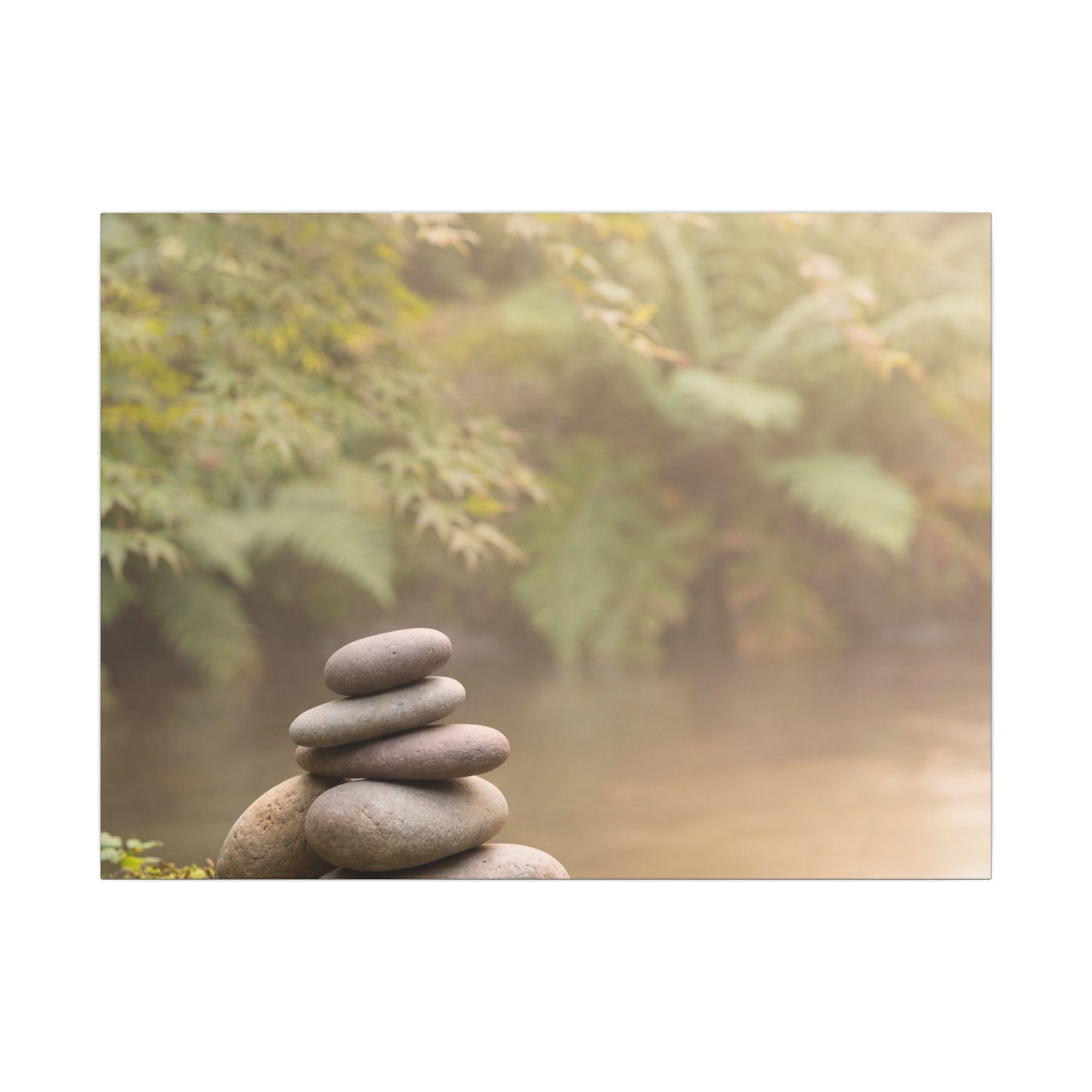 Cozy River Stones Canvas Art - Japanese Pattern Japandi Art Print
