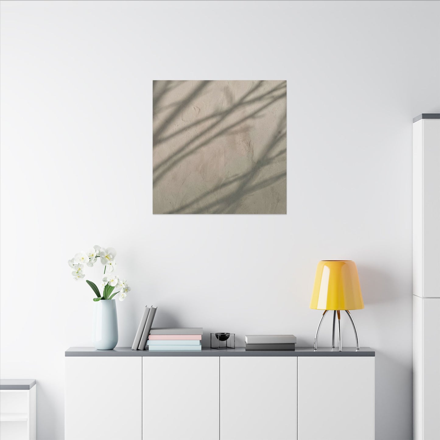 Shadow Play Japanese Pattern Canvas Art | Warm Japandi Art