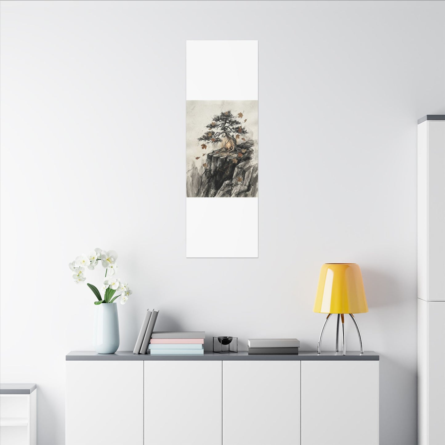 Pine Tree Autumn Canvas Art | Japandi Earthy Design