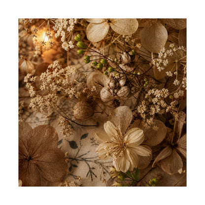 Candlelight Dried Flowers Wall Art Print - Japandi Fukinsei