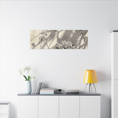 Winter Lotus Flower Sumi E Canvas Art | Contemplative Decor