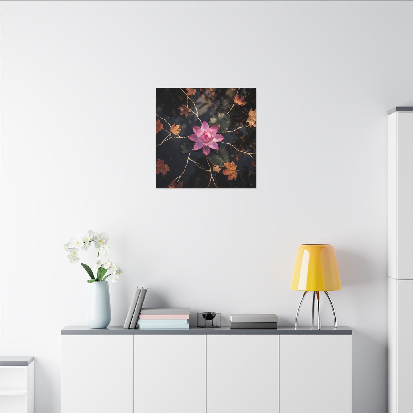 Ma Lotus Flower Canvas Art - Kintsugi Gold Vein