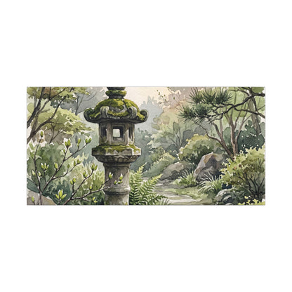 Neutral Stone Lantern Canvas Art - Watercolor Japandi