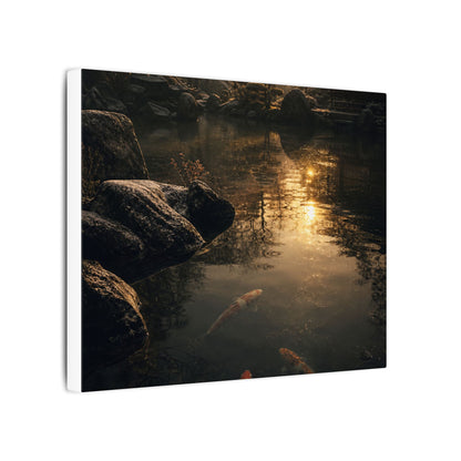Winter Koi Pond Shadow Zen Canvas Art | Bold Decor