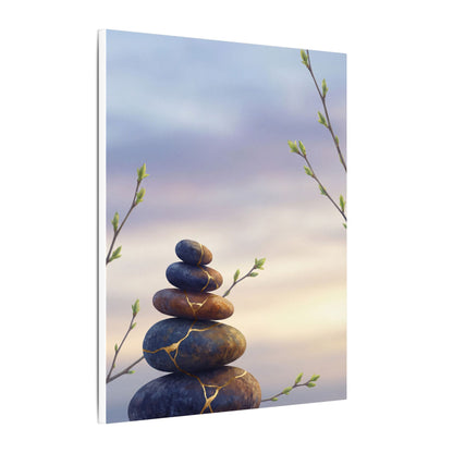Spring River Stones Gold Vein Canvas Art | Philosophical Decor