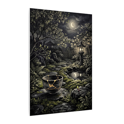 Kintsugi Moonlit Garden in Dappled | Gold Repair Canvas Art