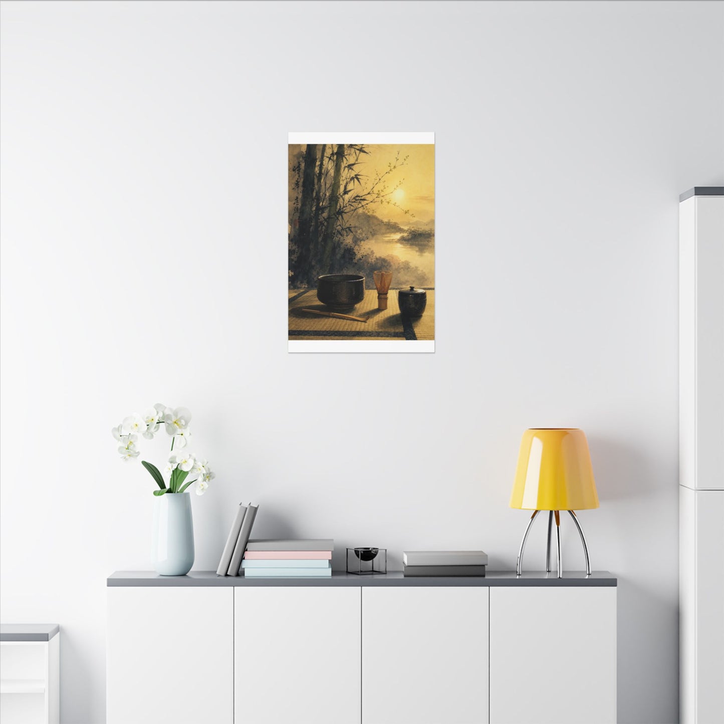 Tea Ceremony Sumi E Canvas Art | Contemplative Zen Art