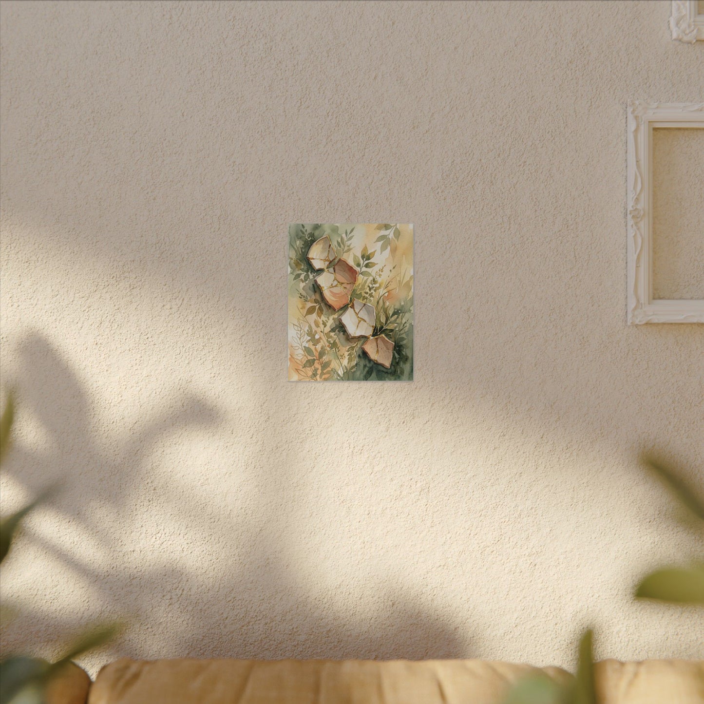 Japandi Broken Pottery in Golden Hour | Watercolor Canvas Art