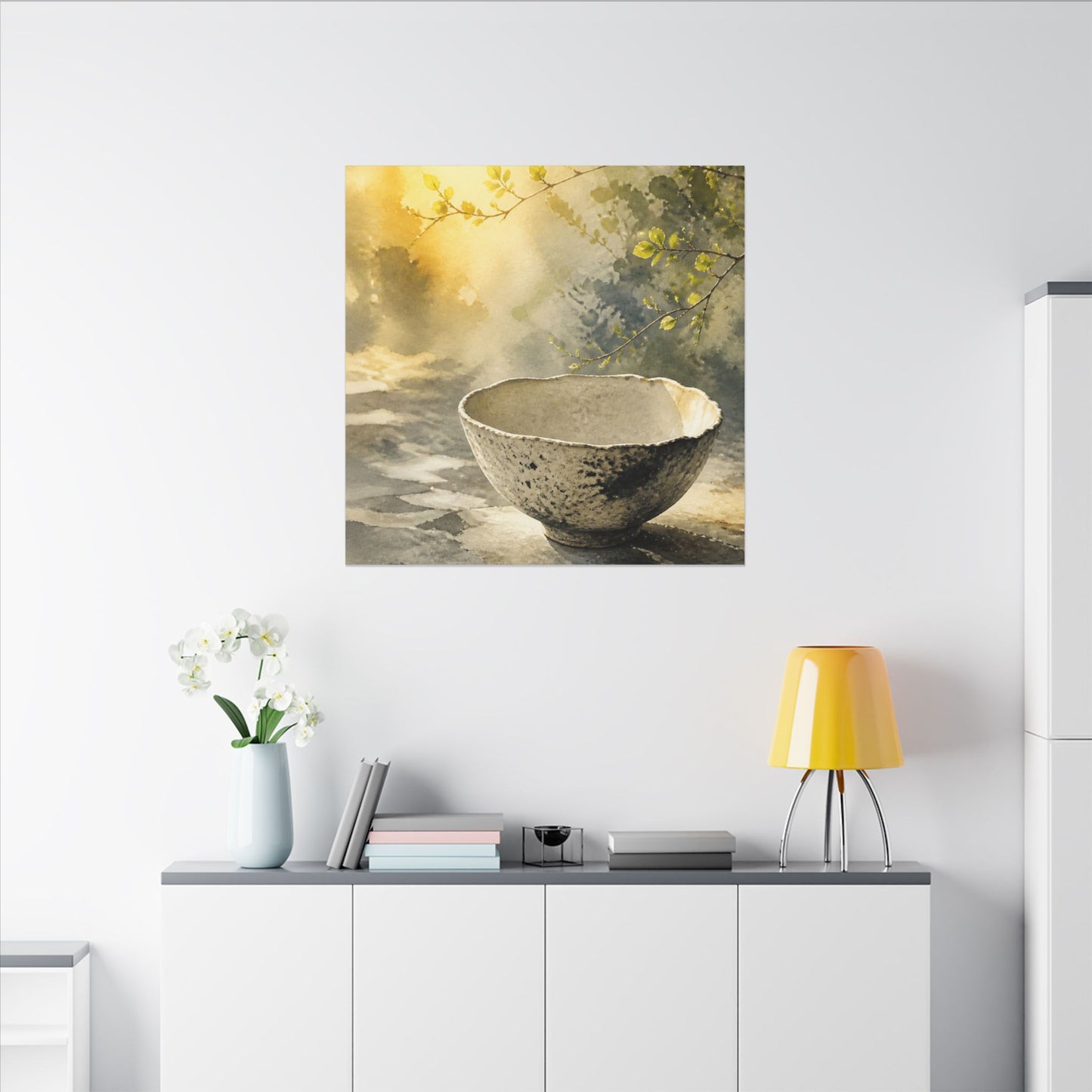Cozy Ceramic Bowl Canvas Art - Watercolor Japandi