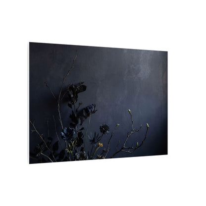 Dried Flowers Spring Canvas Art | Dark Japandi Moody Design