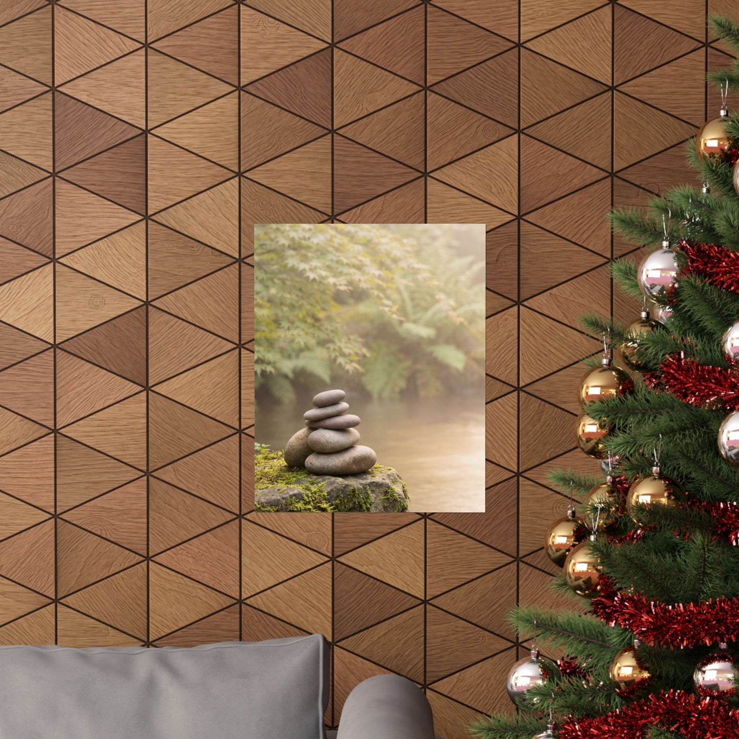 River Stones Summer Wall Art Print | Japandi Cozy Design