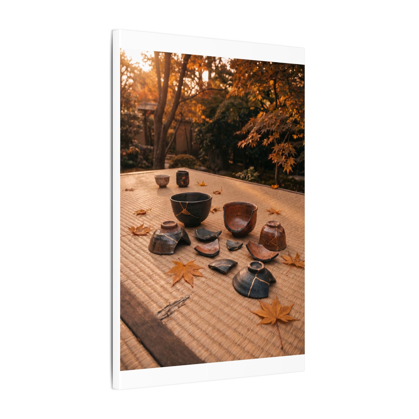Golden Hour Tea Ceremony Canvas Art - Kintsugi Shibui