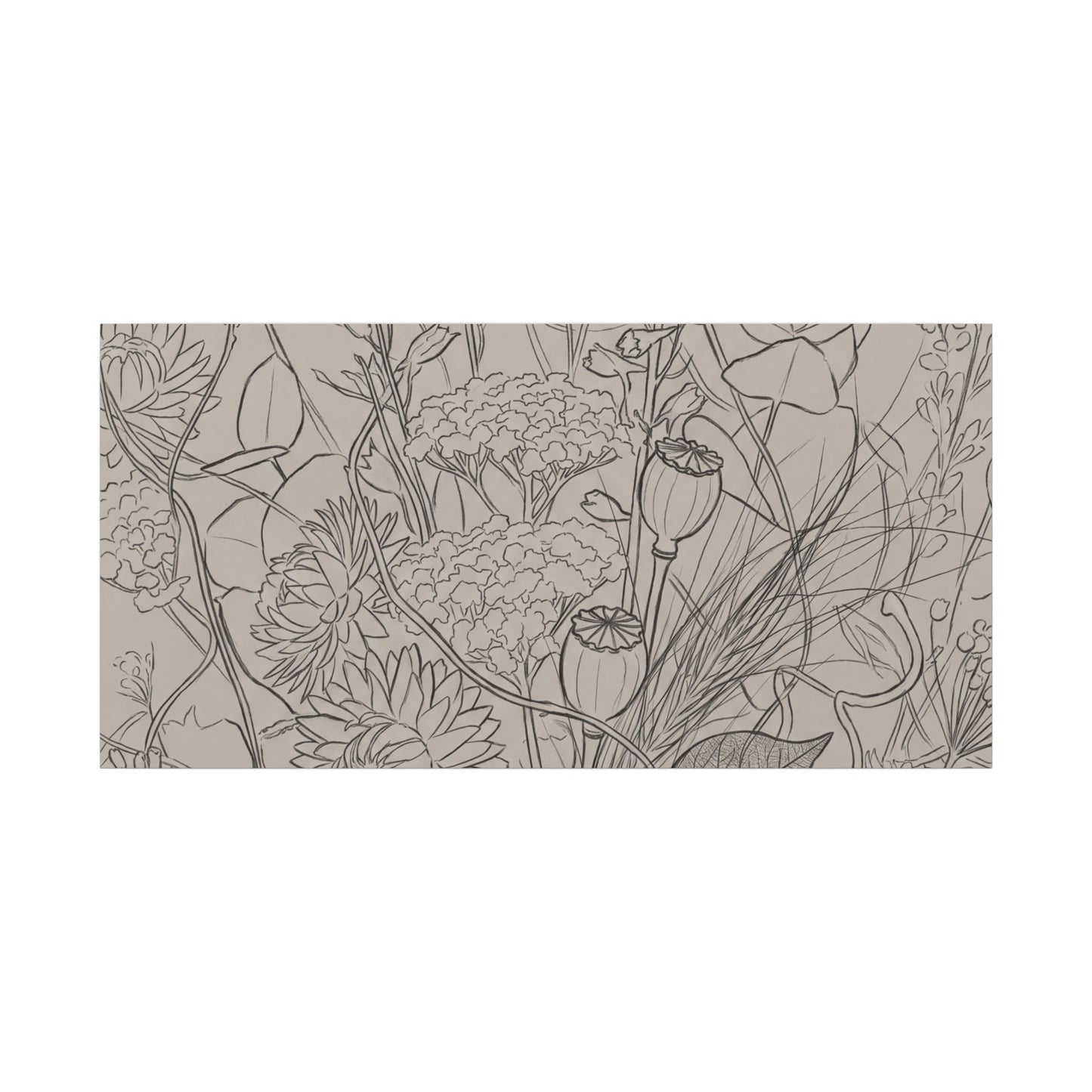 Summer Dried Flowers Minimal Line Canvas Art | Elegant Decor