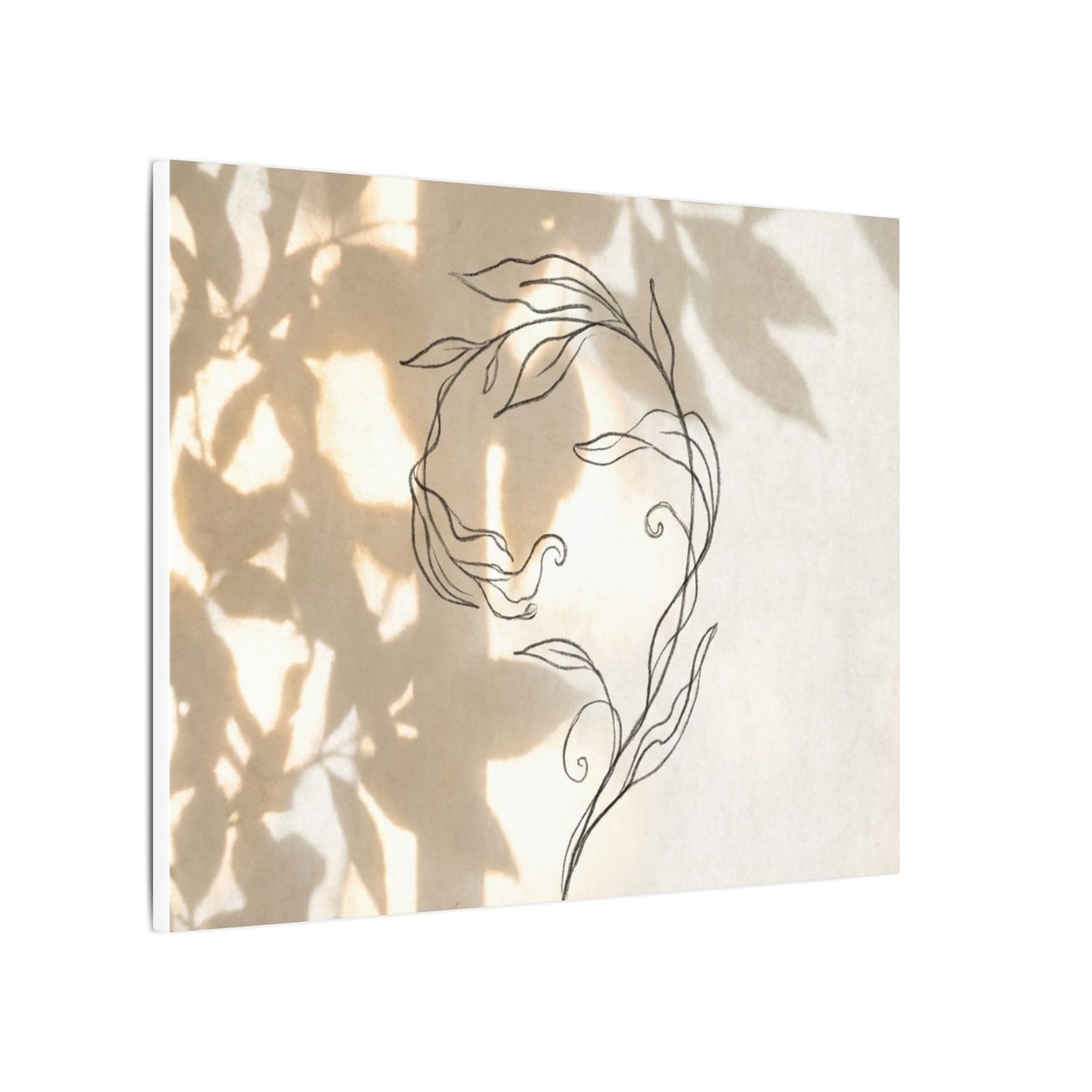 Warm Shoji Screen Canvas Art - Minimal Line Japandi
