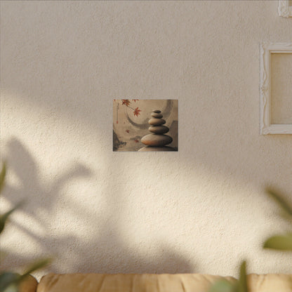 Japandi River Stones in Candlelight | Japanese Pattern Canvas Art