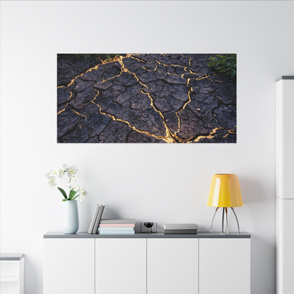 Cracked Earth Canvas Art | Summer Kintsugi Crackle Gold Art