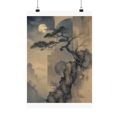 Ma Pine Tree Wall Art Print - Japandi Japanese Pattern