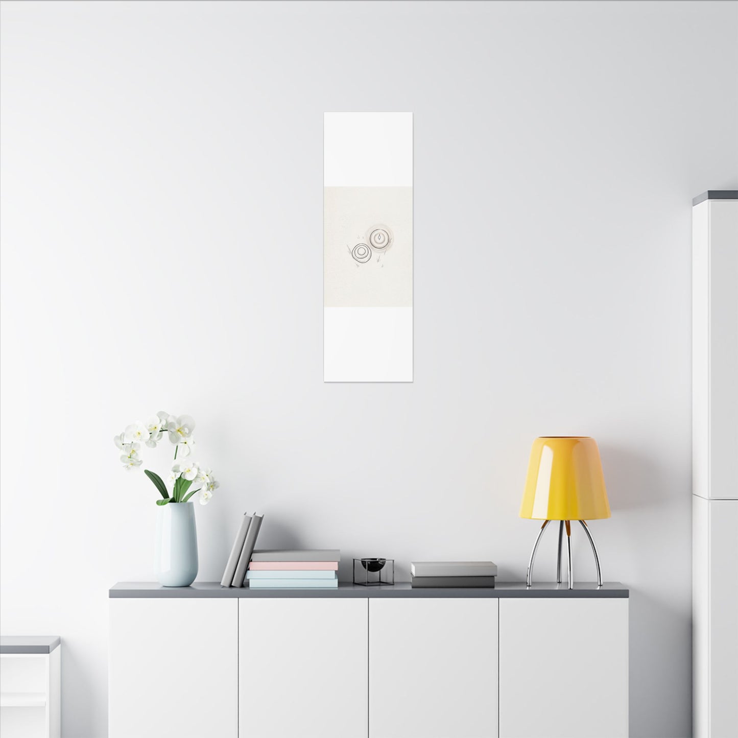 River Stones Canvas Art | Winter Japandi Minimal Line Art