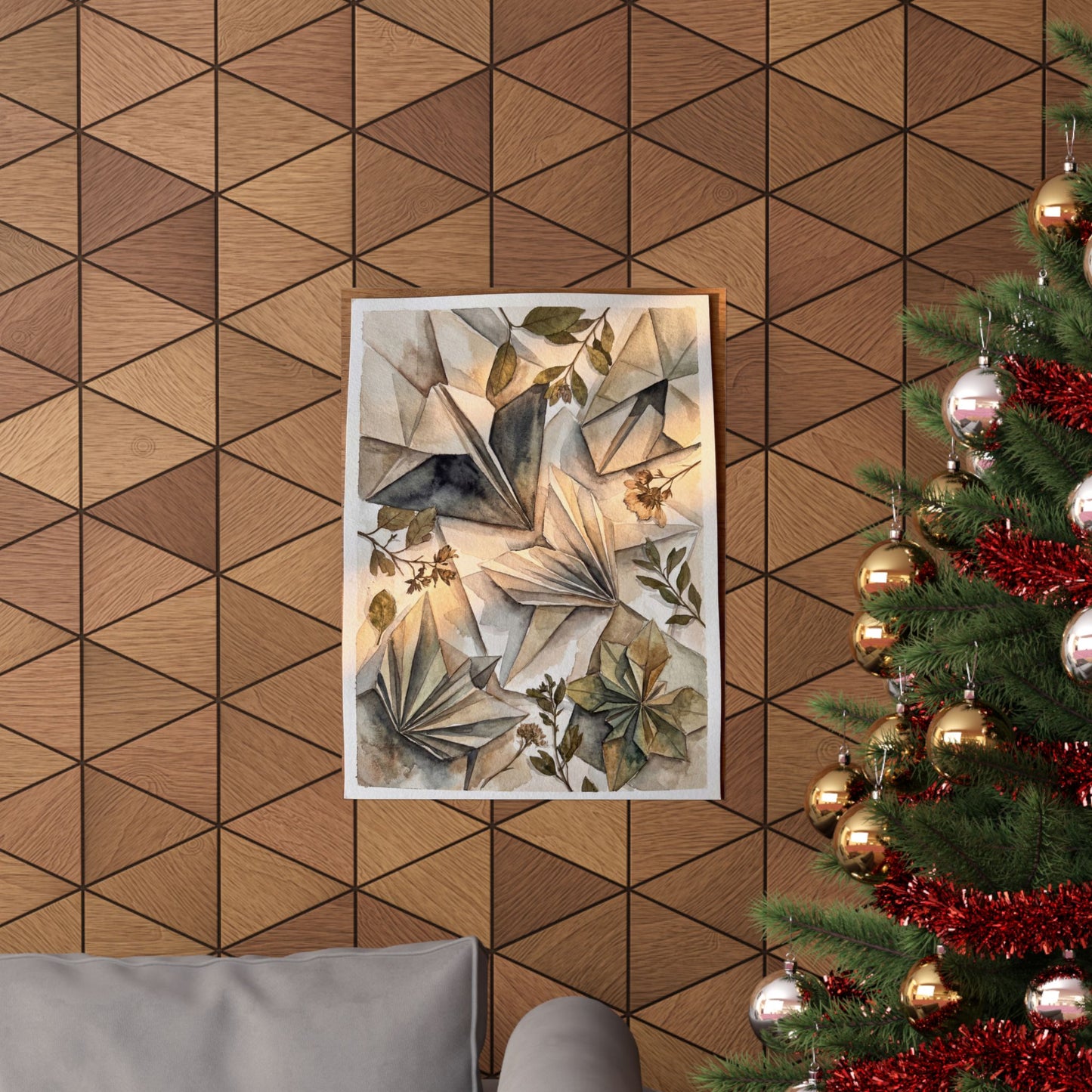 Cozy Paper Fold Wall Art Print - Watercolor Japandi