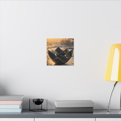 Kintsugi Paper Fold in Golden Hour | Gold Repair Canvas Art