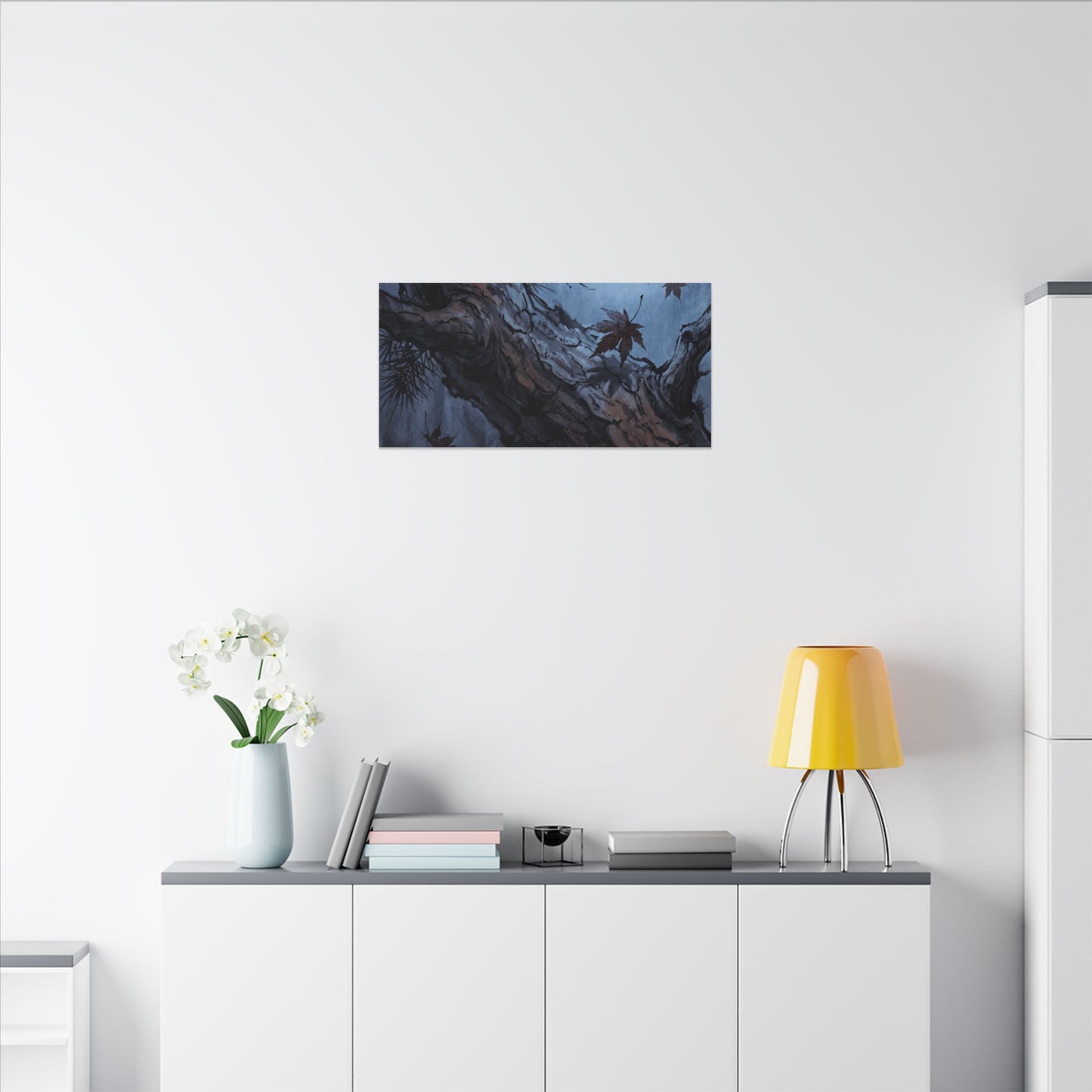 Atmospheric Pine Tree Canvas Art - Shadow Zen Dark Japandi