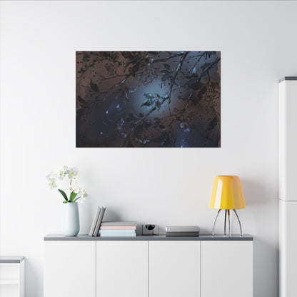 Bold Cherry Blossom Canvas Art - Charcoal Ink Dark Japandi