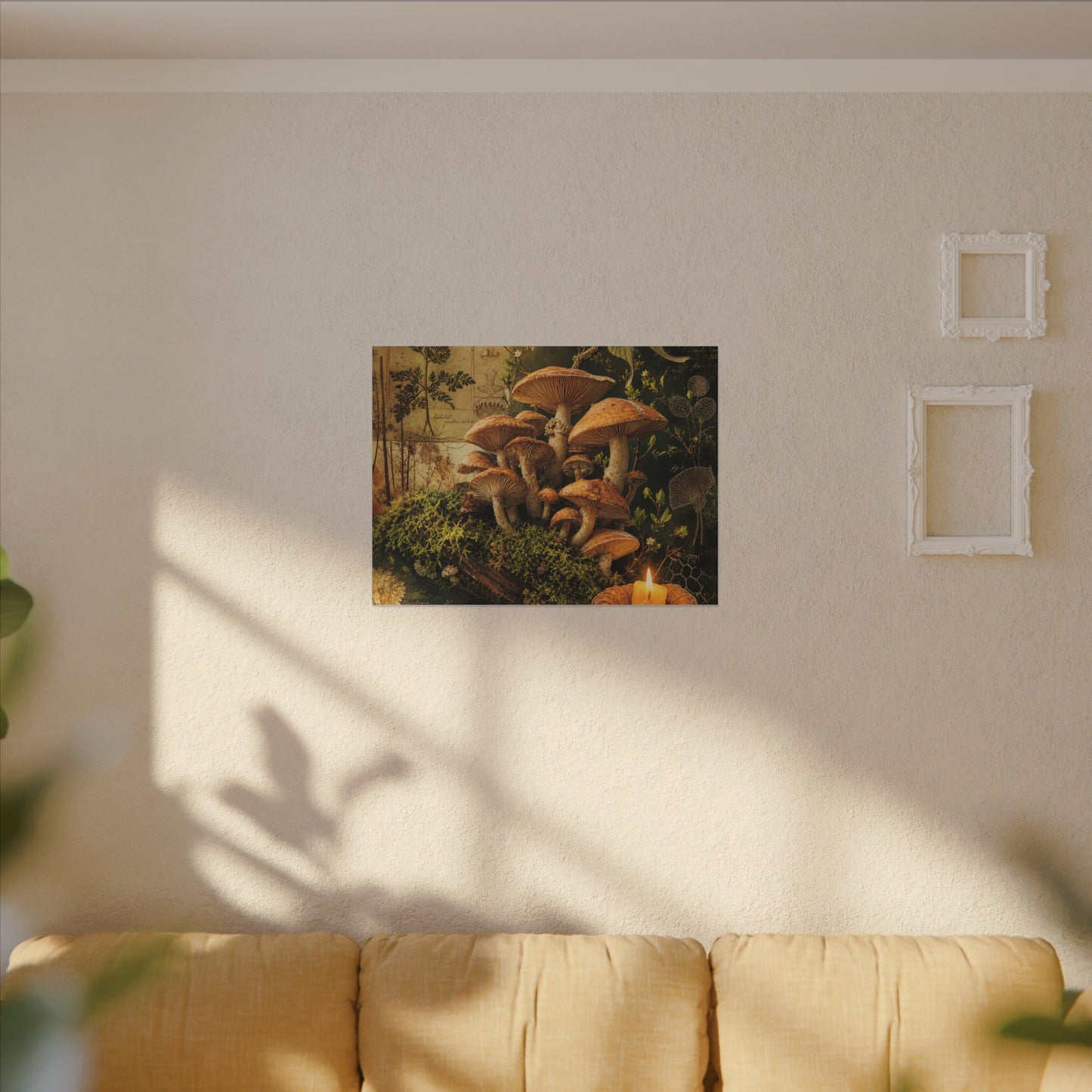 Spring Wild Mushrooms Herbarium Canvas Art | Earthy Decor