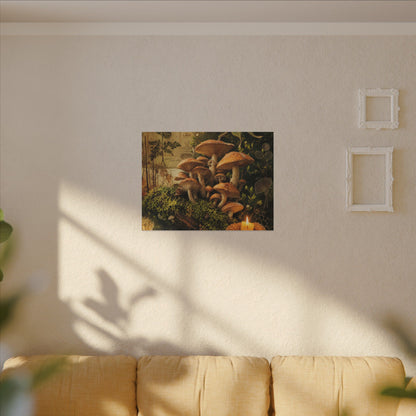 Spring Wild Mushrooms Herbarium Canvas Art | Earthy Decor