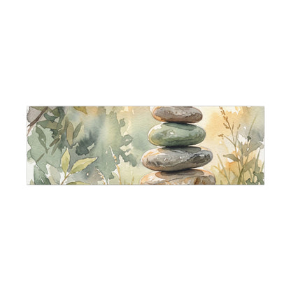Golden Hour River Stones Canvas Art - Japandi Mono No Aware