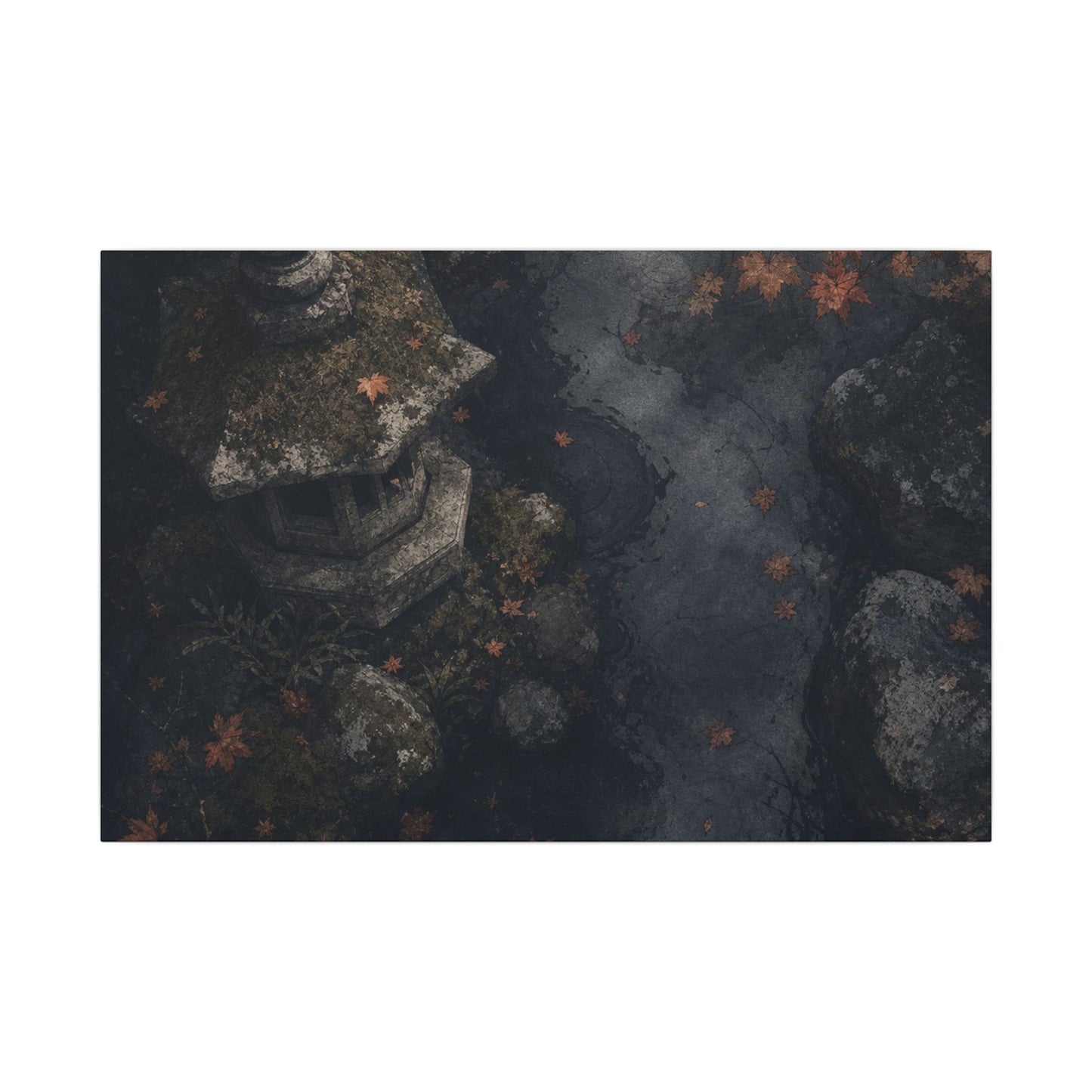 Stone Lantern Canvas Art | Autumn Japandi Texture Art