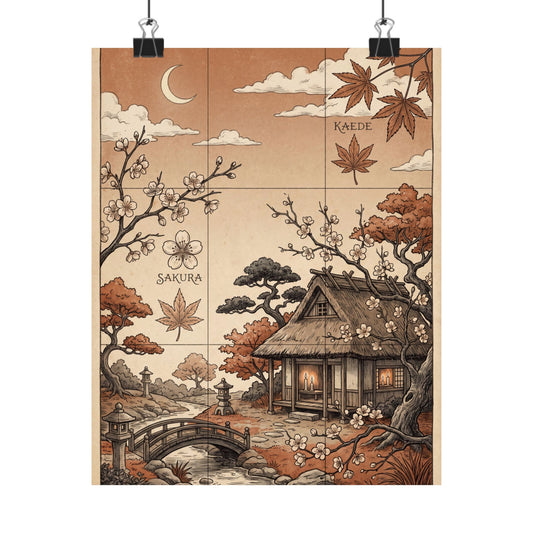 Enchanting Moonlit Garden Wall Art Print - Vintage Botanical Cottagecore Art Print